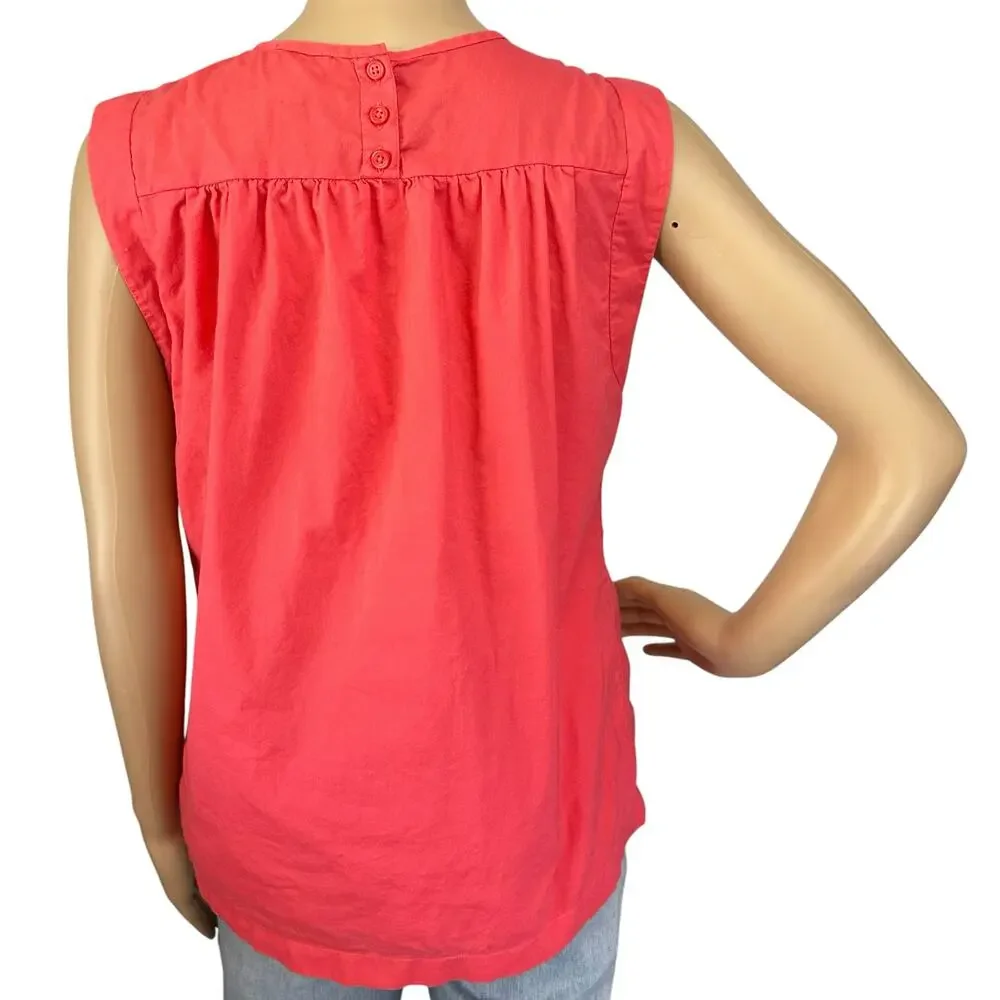 J. Crew Embroidered Windowpane Tank Top Coral Pink C5016 Size 2